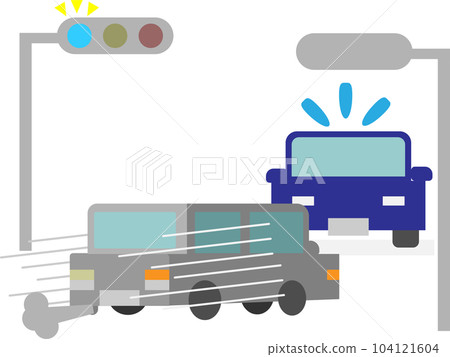 At the moment when the light turns green, the car that turns right ahead of the car going straight ahead 104121604