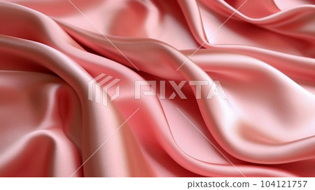 Background of satin silk fabric as a wallpaper in pink luxury sheen. Rippled texture of the scarf. 104121757