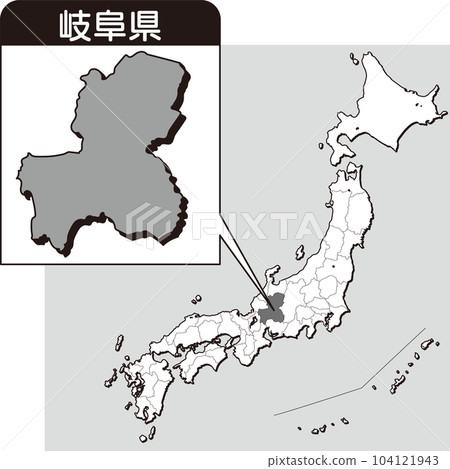 Map of Gifu prefecture_blank map_21_Gifu prefecture is here in the map of Japan_Enlarged map of Japan by prefecture_Gifu prefecture 104121943