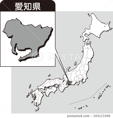 Map of Aichi Prefecture_blank map_23_Aichi Prefecture is here in the map of Japan_Enlarged map of Japan by prefecture_Aichi Prefecture 104121946