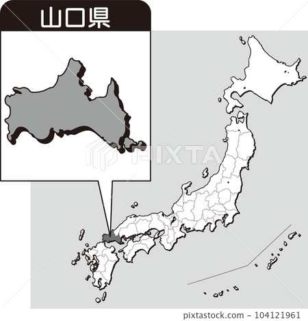 山口縣地圖_空白地圖_35_日本地圖上的山口縣_按縣劃分的日本放大地圖_山口縣 104121961