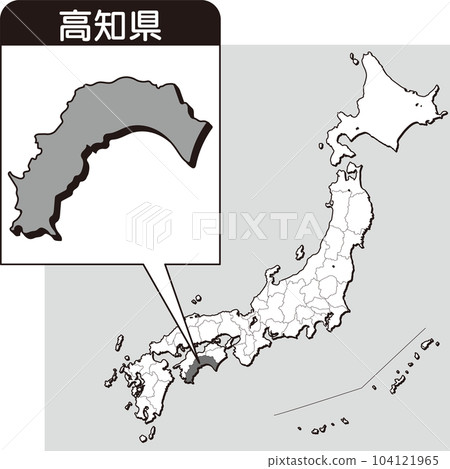 Map of Kochi Prefecture_blank map_39_Kochi Prefecture is here in the map of Japan_Enlarged map of Japan by prefecture_Kochi Prefecture 104121965