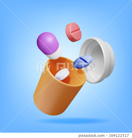 3D Plastic Bottle Full of Pills 104122517