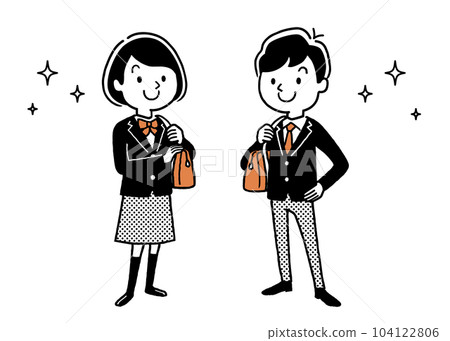 矢量插圖素材：男學生和女學生 104122806