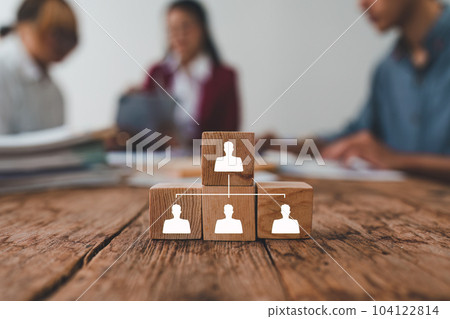 Business people process and workflow automation with flowchart. Business Analytics Workflow Process Project and Research Concept 104122814