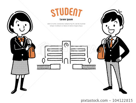矢量插圖素材：男學生和女學生 104122815