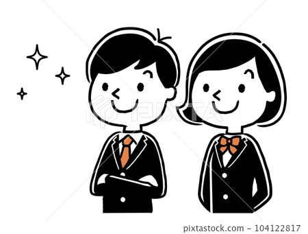 矢量插圖素材：男學生和女學生 104122817