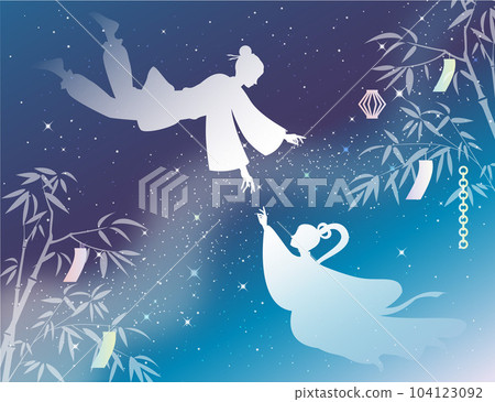 七夕織姬與彥星剪影插畫素材七夕節夏日銀河七夕裝飾 七夕織姬與彥星剪影插畫素材七夕節夏日銀河七夕裝飾 104123092