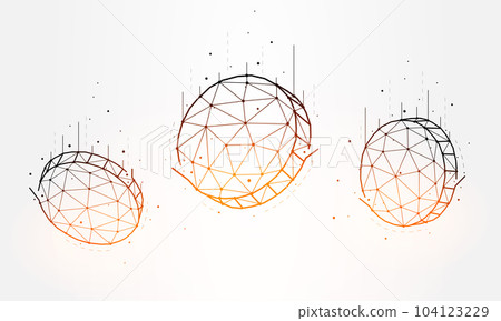 Falling coins polygonal vector illustration isolated on white background. 104123229