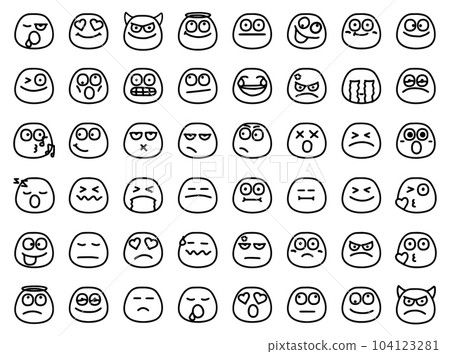 Set of emoticons in doodle style isolated on white background. Funny faces clip art. Set of emoticons in doodle style isolated on white background. Funny faces clip art. 104123281