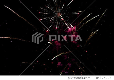 bright colorful fireworks in the night sky. bright colorful fireworks in the night sky. 104123292