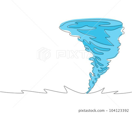 Single one line drawing Splash of water vortex and twisted shape. Water whirling image isolated. tornado of water. Rotating twister. Modern continuous line draw design graphic vector illustration Single one line drawing Splash of water vortex and twisted shape. Water whirling image isolated. tornado of water. Rotating twister. Modern continuous line draw design graphic vector illustration 104123392
