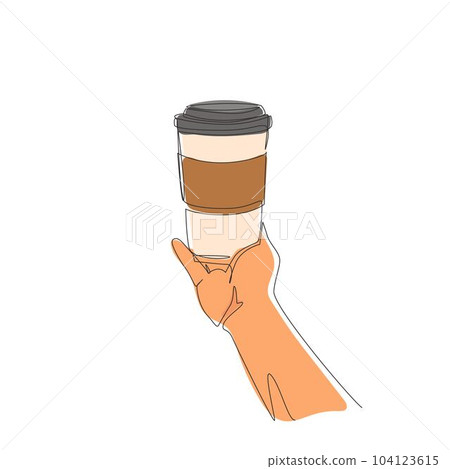 Takeaway coffee cup with motivational slogan Be the Energy. White paper  body, black lid and cover. Design element, pretty and cute. Hand drawn  watercolour drawing, isolated on white background. Stock Illustration