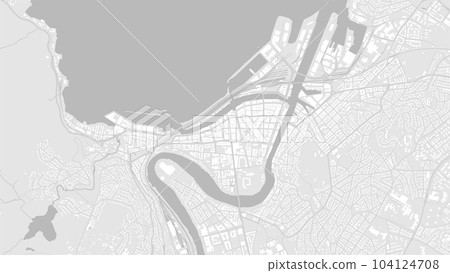 White and light grey Trondheim City area vector background map, roads and water cartography illustration. 104124708