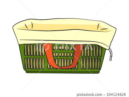 Illustration of a supermarket shopping basket covered with an eco bag 104124826