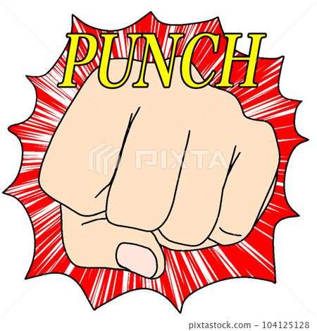 Icon to punch. Attack, attack, punch signal. 104125128