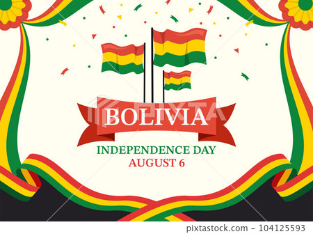 Bolivia Independence Day Vector Illustration on 6 August with festival National Holiday in Flat Cartoon Hand Drawn Landing Page Background Templates 104125593