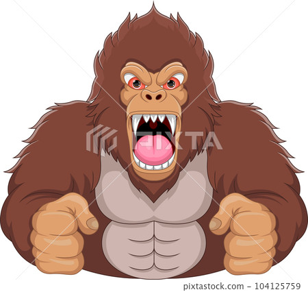 angry gorilla cartoon on white background 104125759