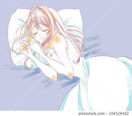 一個帶著悲傷表情睡覺的女人 一個帶著悲傷表情睡覺的女人 104126482