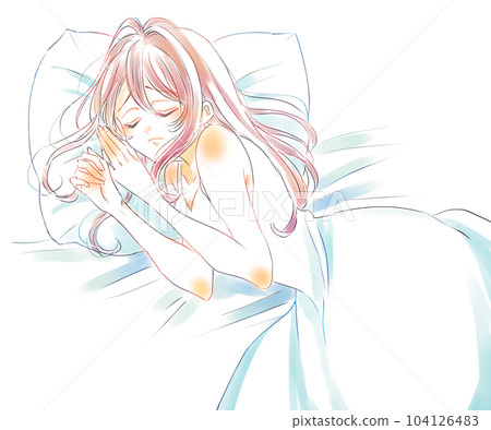 一個帶著悲傷表情睡覺的女人 一個帶著悲傷表情睡覺的女人 104126483