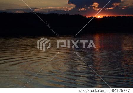 Sunset on the beach with beautiful sky 104126827