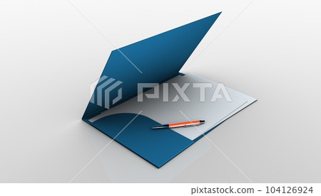 Document in folder with pen - 3D illustration 104126924