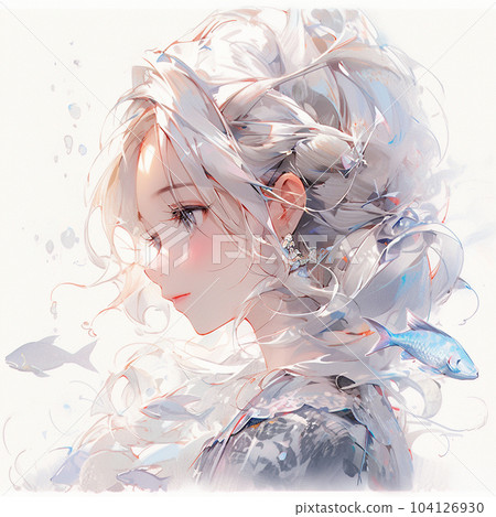 水彩透明的女孩 104126930