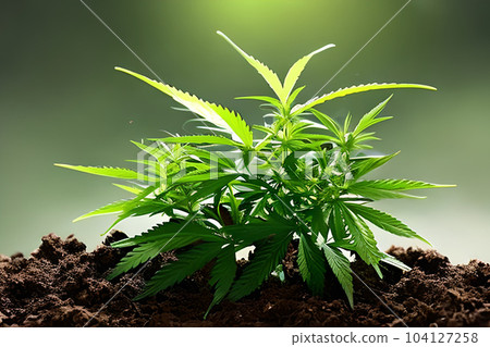 Cannabis marijuana plant indoor growing at the soil. Cannabis marijuana plant indoor growing at the soil. 104127258