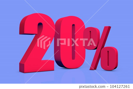 Discount percentage number 20% - 3D illustration 104127261