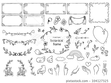 Set of hand drawn botanical frames 104127325