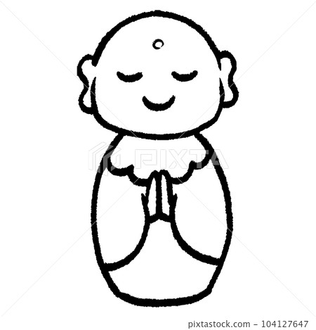 Cute Jizo's handwritten style line drawing illustration Cute Jizo's handwritten style line drawing illustration 104127647