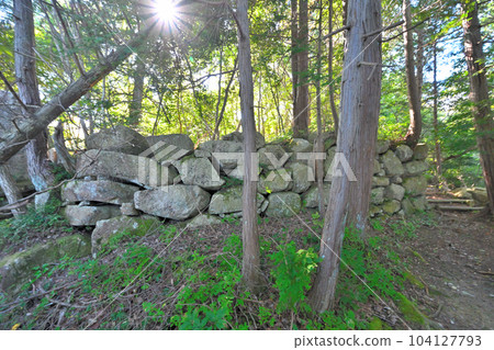 Omi Province Kanonji Castle Kuruwa and stone wall ruins Omi Province Kanonji Castle Kuruwa and stone wall ruins 104127793