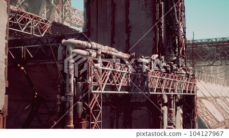 Old abandoned post-Soviet coal power plant Old abandoned post-Soviet coal power plant 104127967