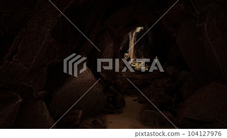 volcano cave with yellow stones volcano cave with yellow stones 104127976