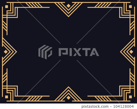 Art deco frame. Vintage linear border. Design a template for invitations, leaflets and greeting cards. The style of the 1920s - 1930s. Vector illustration 104128004