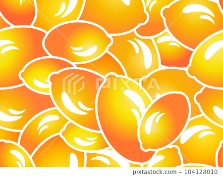 Gradient lemons in 3d style seamless pattern. Lemons with reflection of light. Design for printing on paper and fabric, banners and posters. Vector illustration 104128010