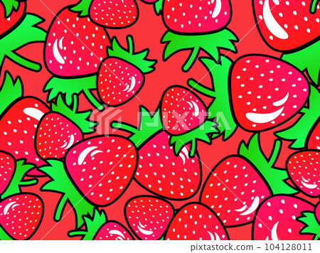 Gradient red strawberry seamless pattern. Summer berry pattern with strawberries in 3d style. Design for posters, wrapping paper and wallpapers. Vector illustration 104128011