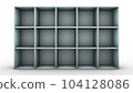 Cube bookcase on white 3D illustration 104128086