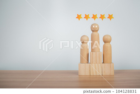 Customer Satisfaction Survey concept, service experience rating online application, customer evaluation product service quality, satisfaction feedback review, very good quality most. 104128831