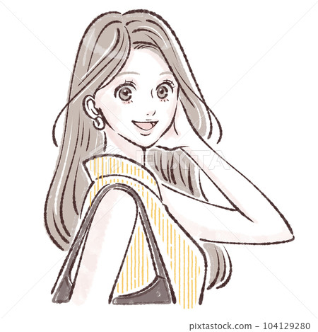 Shopping / shopping / going out / going out / outside / woman illustration material Shopping / shopping / going out / going out / outside / woman illustration material 104129280