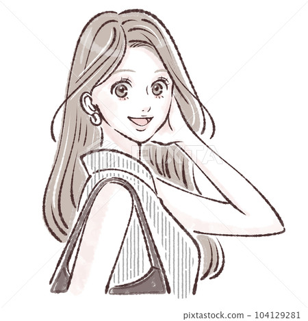 Shopping / shopping / going out / going out / outside / woman illustration material Shopping / shopping / going out / going out / outside / woman illustration material 104129281