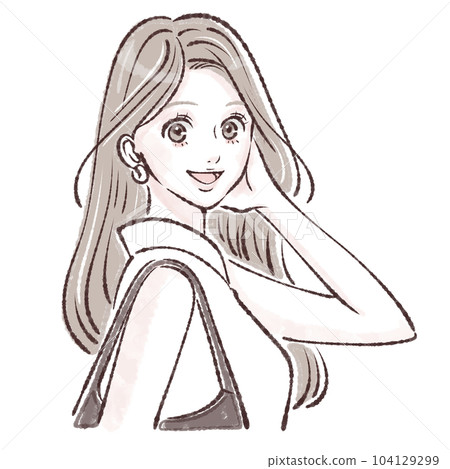 Shopping / shopping / going out / going out / outside / woman illustration material 104129299