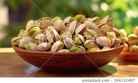 Delicious pistachios on a plate, healthy food concept, for farmers' market displays Delicious pistachios on a plate, healthy food concept, for farmers' market displays 104132407
