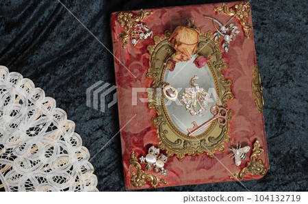 Antique Book With Colorful Gemstones. Fairy Tale Romance Book Antique Book With Colorful Gemstones. Fairy Tale Romance Book 104132719