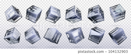 3d glass cube box isolated transparent vector 104132903