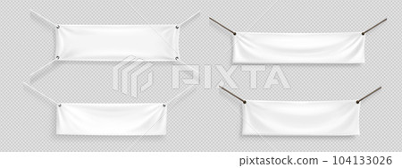 White hang blank fabric canvas banner sign vector Stock