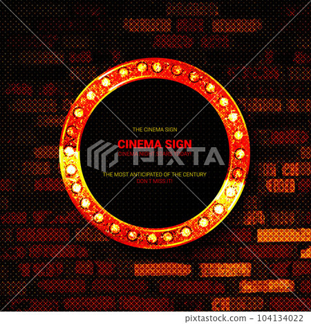 Round frame with glowing shiny light bulbs Round frame with glowing shiny light bulbs 104134022