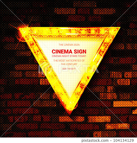 Neon light triangular banner 104134129