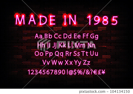 Bright Neon Alphabet Letters, Numbers and Symbols 104134150