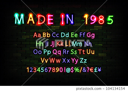 Neon Light Alphabet Vector Font. 104134154
